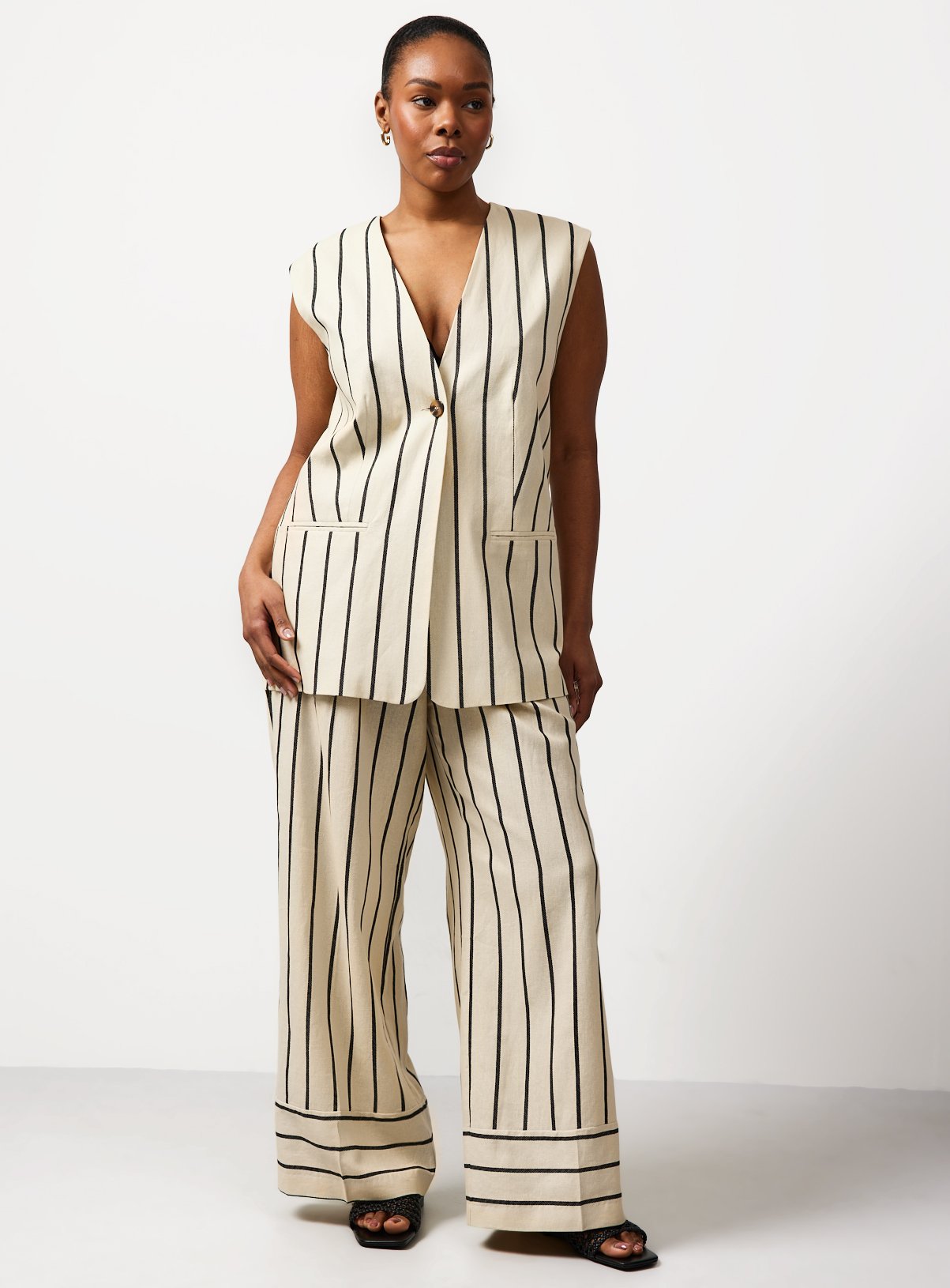 Natural Stripe Linen Blend Co-ord Waistcoat 10 - Image 2 thumbnail